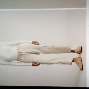 Quince Vintage Wash Tensel Drawstring Cargo Womens Pants Shale Color Sz Large